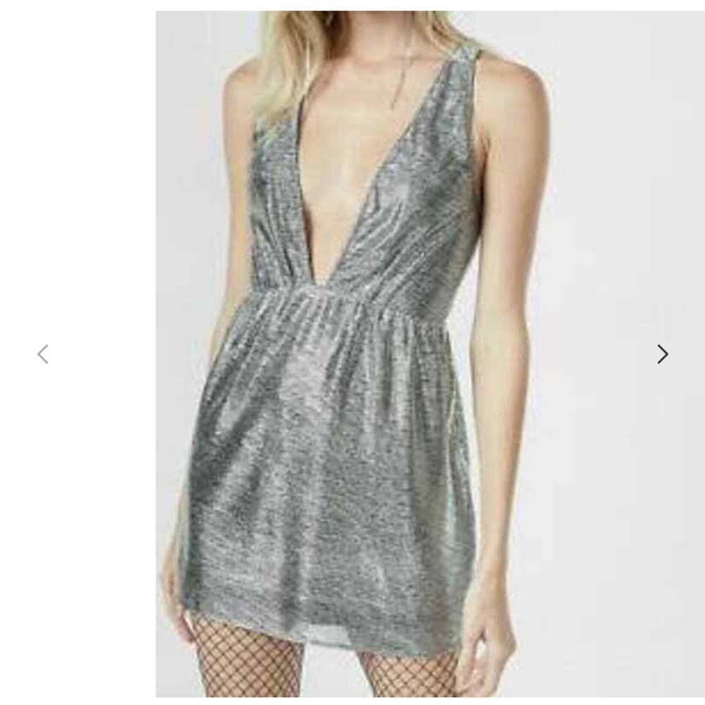 Express Silver Metallic Mini Dress 🌼